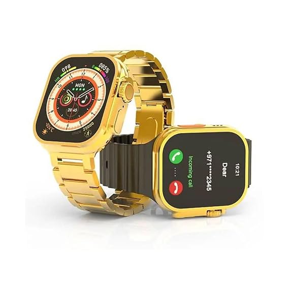 Haino Teko G8 Max Golden Edition Smart Watch: 45mm Display | Bluetooth Calling | Wireless Charging | Includes Extra Strap