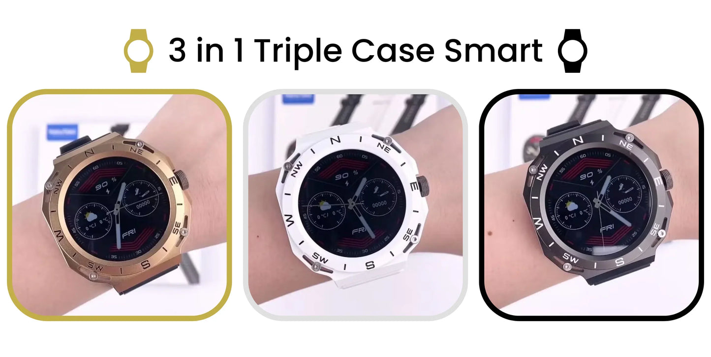 Haino Teko RW31 SmartWatch: German | 3 in 1 Triple Case | 2 Sets Strap | Android/iOS Compatible