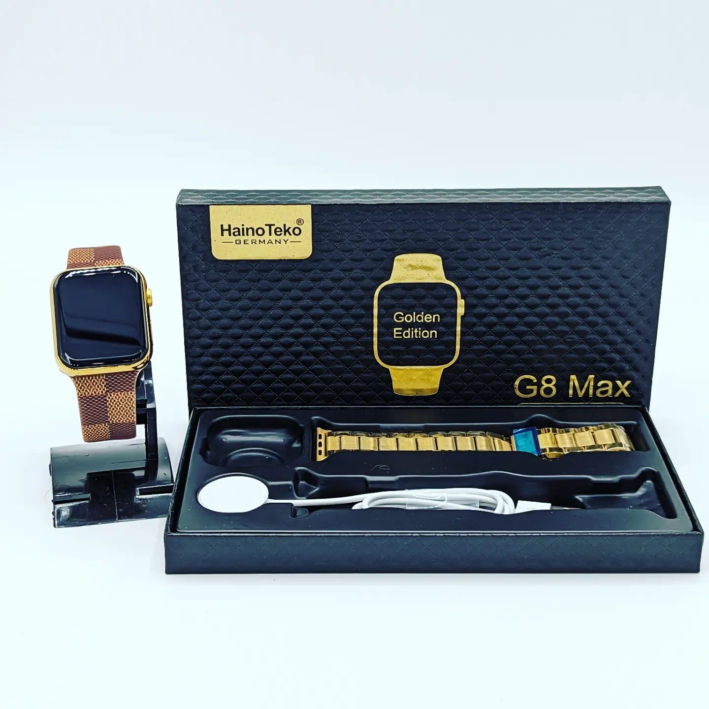 Haino Teko G8 Max Golden Edition Smart Watch: 45mm Display | Bluetooth Calling | Wireless Charging | Includes Extra Strap